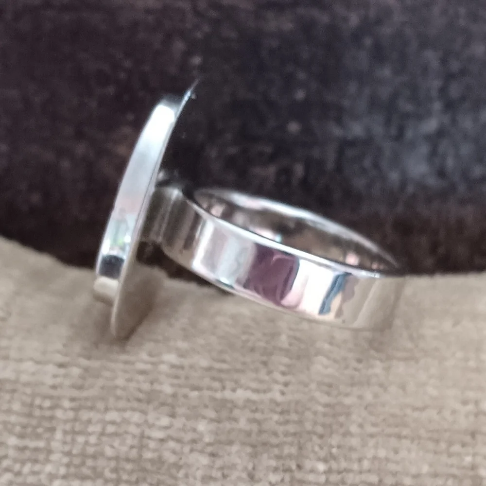 Silver Synthetic Red Stone Set Ring